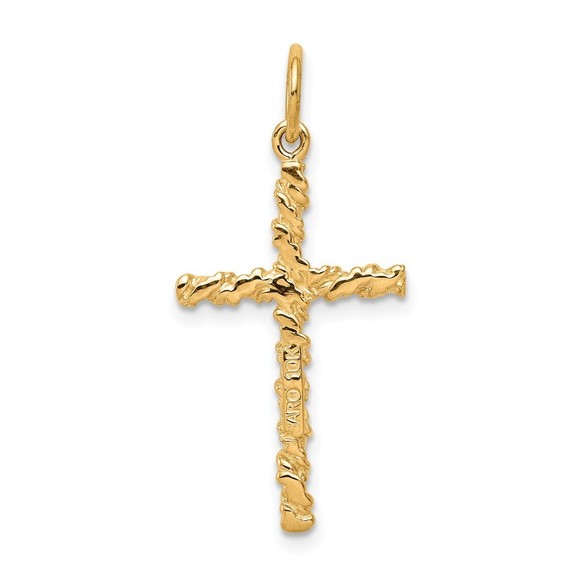 10k Yellow Gold Authentic Fine Jewelry Men's Nugget Cross Charm